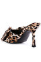 Women Leopard High Heeled Bow Slider Sandals - 3