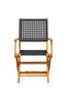 Folding Garden Chairs 4 pcs Black Poly Rattan and Solid Wood - 2