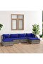 6 Piece Garden Lounge Set with Cushions Poly Rattan Grey