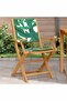 Garden Chairs 2 pcs Leaf Pattern Solid Wood Acacia and Fabric