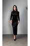 Kadı Long Sleeve Shoulder Gathered Side Stone Detailed Long Velvet Dress - 4