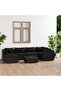 7 Piece Garden Lounge Set with Cushions Poly Rattan Black