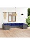 9 Piece Garden Lounge Set with Cushions Poly Rattan Grey