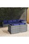 7 Piece Garden Lounge Set with Cushions Grey Poly Rattan