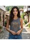 Ethnic Pattern Printed Women's Off-The-Shoulder Sleeveless Strap T-Shirt