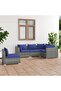 5 Piece Garden Lounge Set with Cushions Poly Rattan Grey