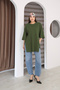 Women's Standard Size Double Sleeve Side Slit Khaki T-Shirt - 3