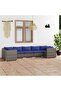 7 Piece Garden Lounge Set with Cushions Poly Rattan Grey