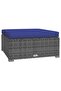 5 Piece Garden Lounge Set with Cushions Poly Rattan Grey - 4