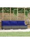 3-Seater Sofa with Cushions Grey Poly Rattan
