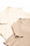 Kalp Printed Ribbed Knit Bottom-Top Set – Beige - 3