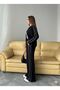 Modal Fabric Stripe Inter Piped Zippered Sweatshirt & Trousers Two-Piece Set - 2