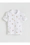 White Polo Neck Printed Boy's T-Shirt - 3