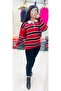 Women's Striped Polo Neck Sweater - 4