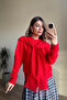 Red Shawl Detailed Knitwear Sweater - 4