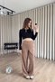 Mink Wide Leg High Waist Elastic Waistband Trousers