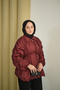 Women's Drawstring Detail Parachute Jacket Burgundy - 4