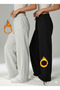 Seasonal Women's 2-Piece (Black + Gray) Sweatpants Loose-Fit Baggy Plus Size with Pockets - 3