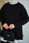 Women's Basic Set with Corded Fabric Zippers on the Sides Black - 7