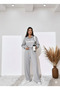 Winter Fleece-Lined Women's 2-Piece (Black + Grey) Sweatpants with Cotton Inside, Loose Fit, Baggy, Plus Size, with Pockets - 2