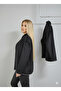 Women's Mock Neck Shepherd Stitch Detailed Short Fur Look Coat D99879 - 3