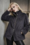 Women's Mock Neck shearling-look cropped coat with stitch detail d99879