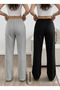 Winter Fleece-Lined Women's 2-Piece (Black + Grey) Sweatpants with Cotton Inside, Loose Fit, Baggy, Plus Size, with Pockets - 3