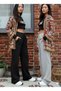 Winter Fleece-Lined Women's 2-Piece (Black + Grey) Sweatpants with Cotton Inside, Loose Fit, Baggy, Plus Size, with Pockets
