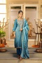 Bright Blue Shimmer Tissue Straight Kurta Set for Women with Chiffon Dupatta–Indian Ethnic Wear - 2