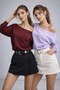 Women's 2-Pack Burgundy - Lilac Off-Shoulder Modal Blouse - 2