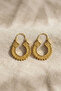Ethnic Dangle Earrings with Embossed Motifs Gold Color - 2