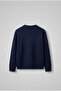 Men's Oversized Limited Embossed Printed Knitwear Sweater Navy Blue - 7