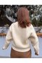 Wool Blend Short Cardigan Beige - 4
