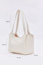 Cream D45 Faux Leather Large Capacity Daily, Work and School Women's Hand and Shoulder Bag with Snap Closure - 2