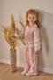 Girls' Cotton Powder Lace Collar Ruffle Set - Long Sleeve Blouse and Flared Pants - 4