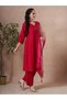 Rani Pink A-Line Kurta Set for Women with Palazzo and Organza Dupatta–Ethnic Indian Dress for Ladies - 3