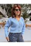Wool Blend Short Cardigan Blue - 3