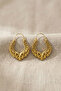 Carved Ethnic Dangle Earrings Gold Color - 2
