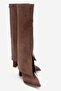 Aja Brown Suede Women's Thick Heeled Boots Can Be Used as Boots