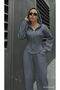 Women's Anthracite Sporty Stylish Zippered Three Thread Non-Sharded Fabric Top and Bottom Tracksuit Set 0057 - 3