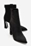 Aja Black Suede Women's Thick Heeled Boots That Can Be Used as Boots - 4