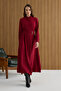 Burgundy Metal Buckle Modal Dress