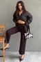 Brown Straight Cut Wide Leg Women's Flared Jean Mg2630 - 5