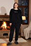 Plus Size Women's Velvet Pajama Set 25392 Black