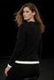 Women's Black Crew Neck Paneled Snap Button Blouse - 3
