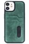 Flz iPhone 11 Case Sara Leather Case with Business Card Holder - Dark Green - 2