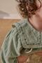 Girl's Cotton Sage Green Embroidered Collar Dress Set - with Bag - 3