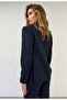 Modern Fit Straight-Leg Trousers Striped Navy Blue Double-Breasted Jacket Office Style Suit - 3