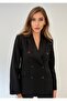 Modern Fit Black Double-Breasted Jacket with Straight-Leg Trousers Office Style Suit - 5