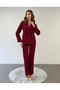 Modern Fit Straight-Leg Trousers Burgundy Double-Breasted Jacket Office Style Suit - 3